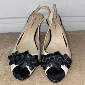 Size 9 Anne Klein Black and White Peep Toe Pumps!